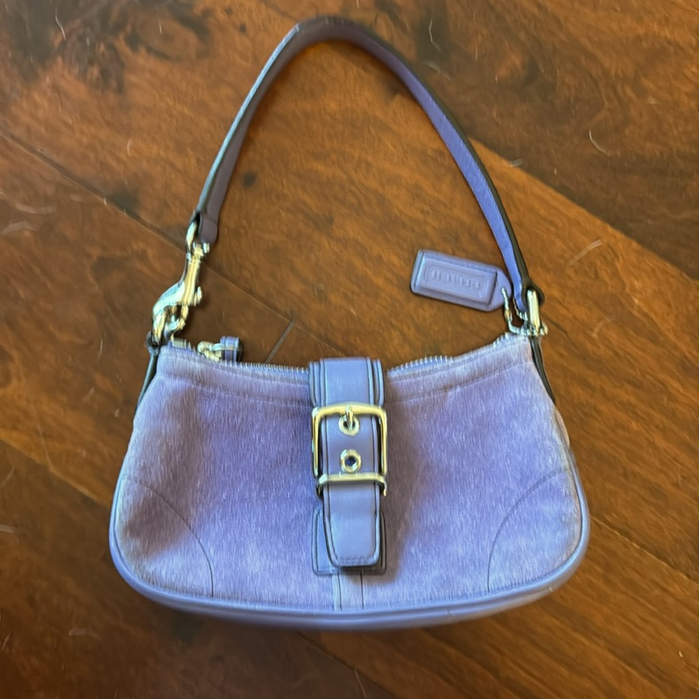 VINTAGE MINI SWING COACH SHOULDER BAG PURPLE SUEDE